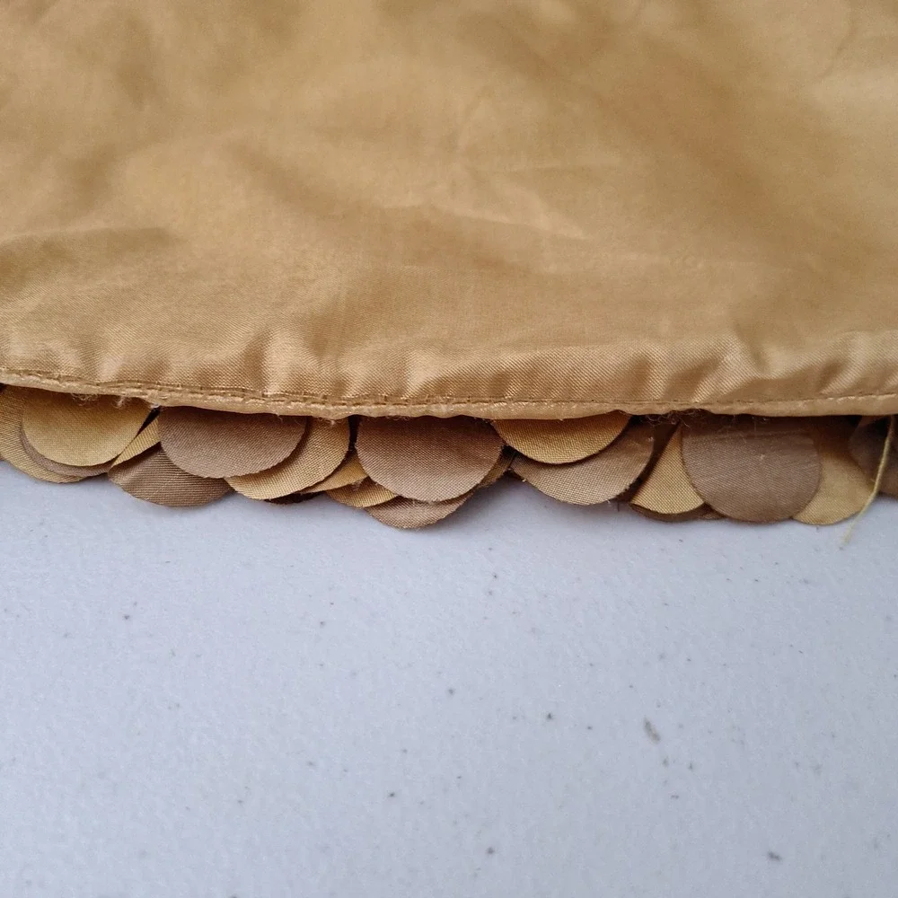 Pier 1 Gold Satin Ornate Layered Ruffle Flower Leaf Throw Pillow Cover 16